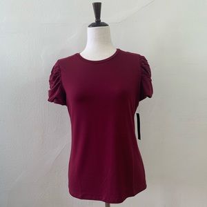 ELIE TAHARI KIRA PUFF SLEEVE KNIT IN WINTERBERRY COLOR SIZE S